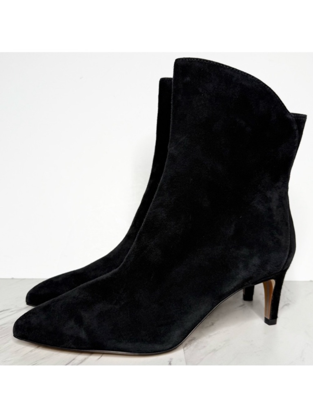 Sam Edelman Usha Black Suede Pointy Toe Heeled Bootie 9 1/2 M